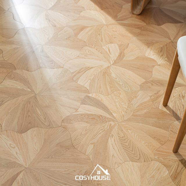 Natural oak floral pattern parquet flooring made by China OEM engineered wood flooring manufacturer