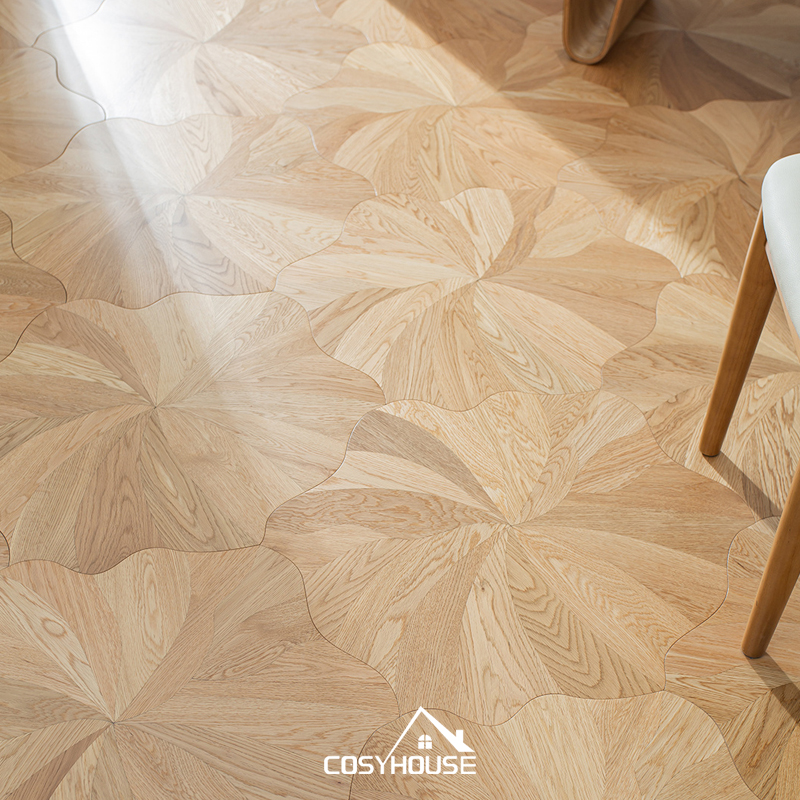 Natural oak floral pattern parquet flooring made by China OEM engineered wood flooring manufacturer