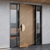 Thermal Break Aluminum Pivot Front Door with Black Mirror Glass And Double Sidelights