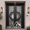 Arched Black Frame Clear Glass Double Entry Door for Modern French Entrance