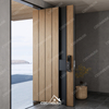 Modern Chevron Black Oak Wood Front Door with Smart Lock