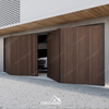 Side sliding folding garage door with fluted wood grain aluminum panels