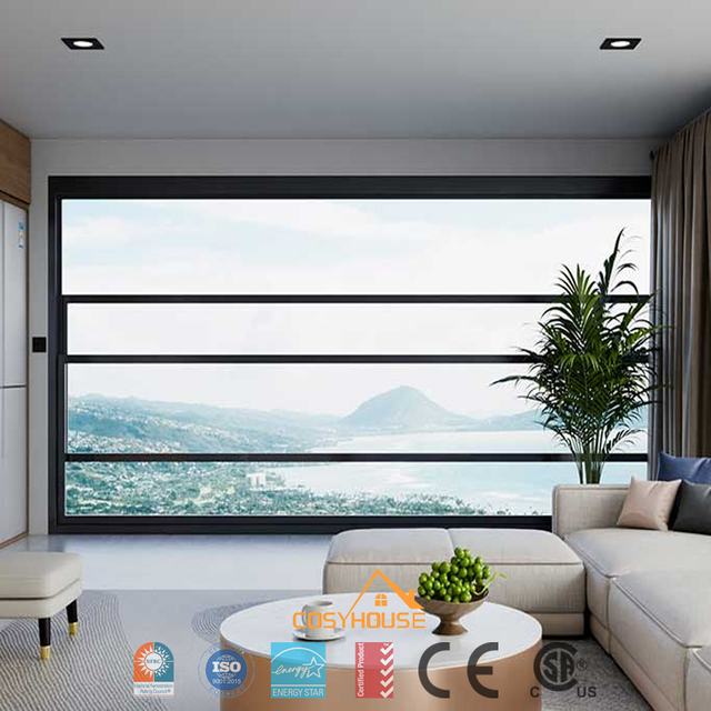 Electric vertical lift window for panoramic sea view spaces with NFRC CSA AS2047 and Energy Star certifications