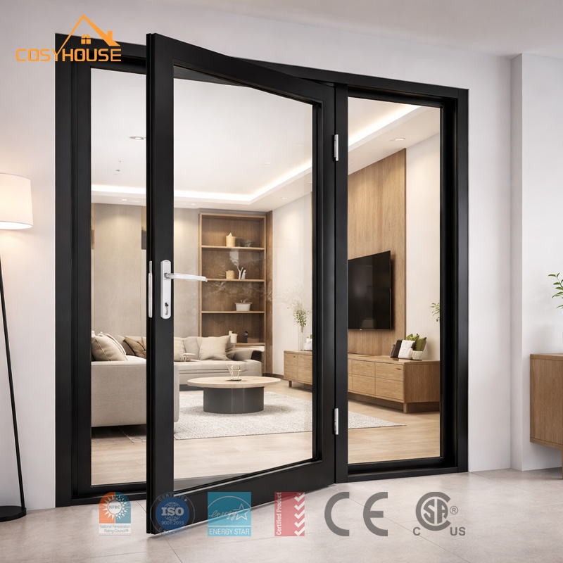 Thermal break aluminum swing door for villas and exterior entrances with NFRC CSA AS2047 and Energy Star certifications