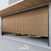 Wood slatted aluminum electric garage door with modern villa design by COSYHOUSE