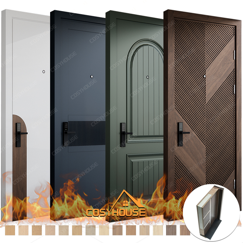 60 minute fire rated wood door with custom finish for interior building projects