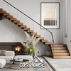 Modern L Shaped Floating Wood Staircase with Glass Railing