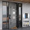 Thermal break aluminum pivot entry door with five glass panels and double sidelights