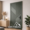 Decorative fluted interior door with geometric chevron pattern