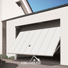 Modern tilt-up aluminum garage door with minimalist design