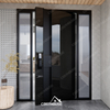 High gloss mirror stainless steel entry door with sidelights and smart lock