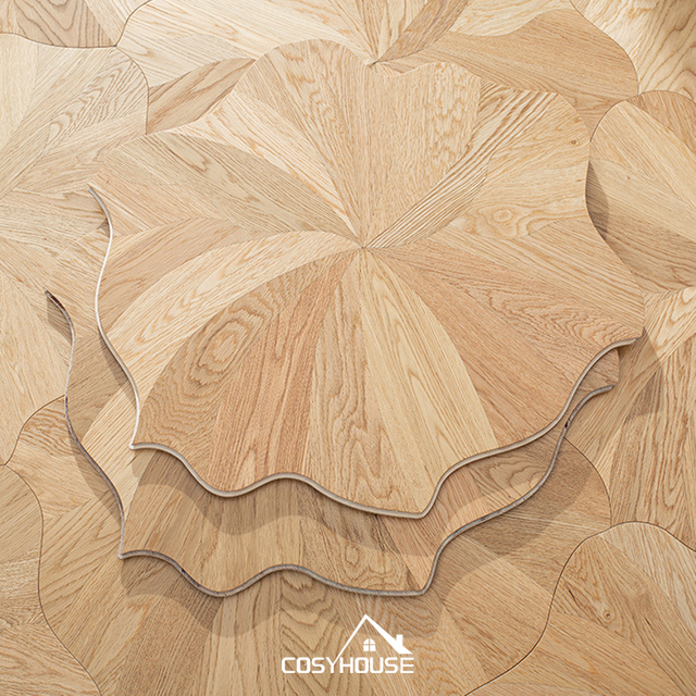 Light oak petal pattern parquet flooring with modern artistic design from top Chinese manufacturer