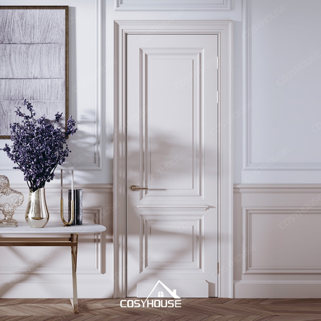 European classic wooden interior door with decorative panel design