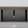 Side Sliding Folding Garage Door with Fluted Wood Grain Aluminum Panels