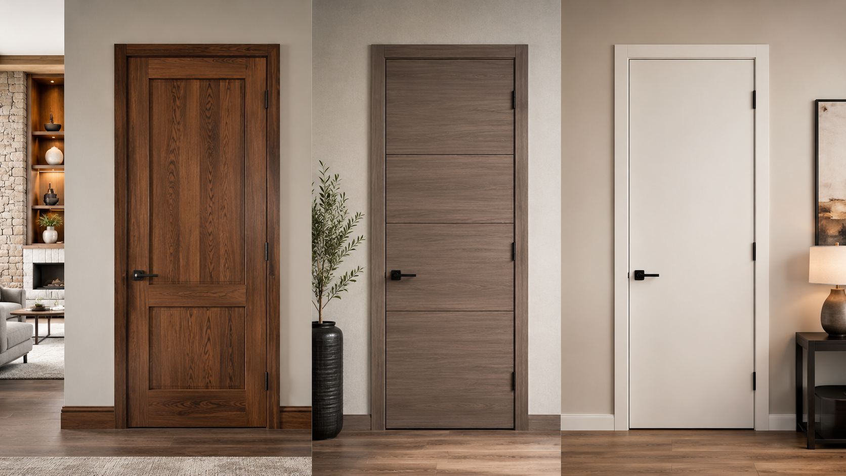 Solid wood engineered wood and hollow core interior doors comparison