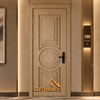 Decorative fire rated wood hotel door with geometric carved panel