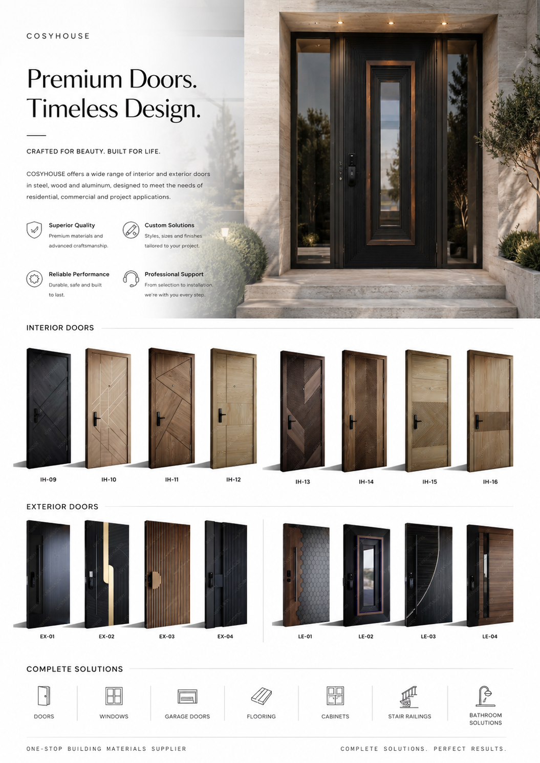 Custom modern front door designs for residential projects