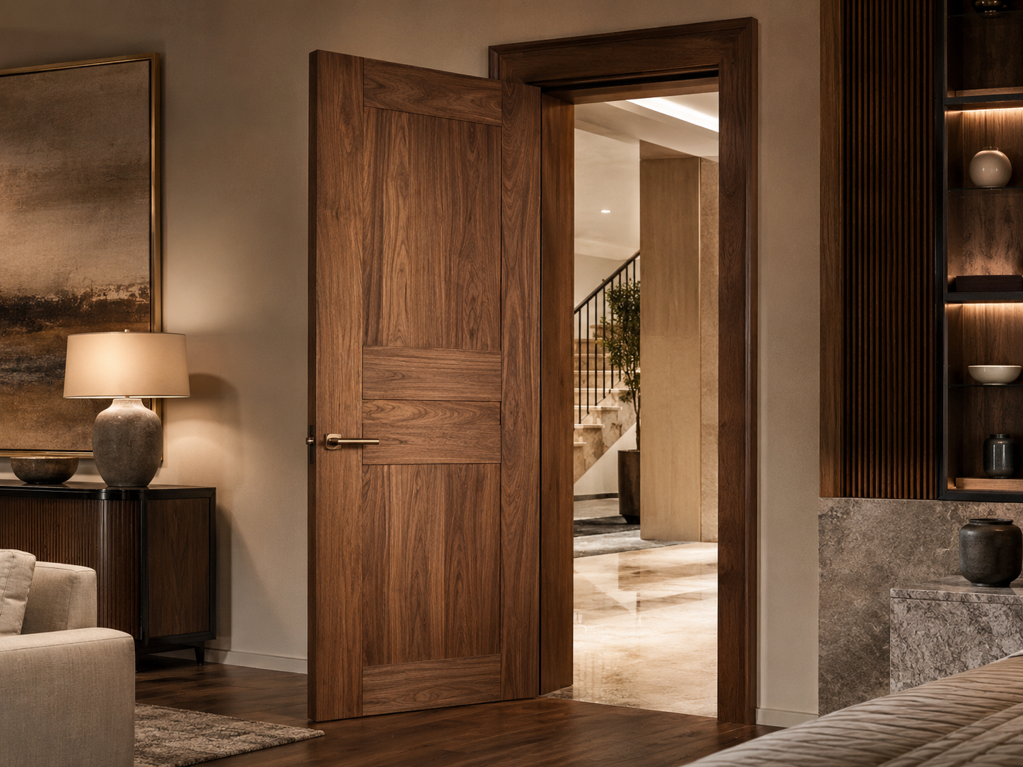 Solid wood interior door for luxury villa and high-end residential projects