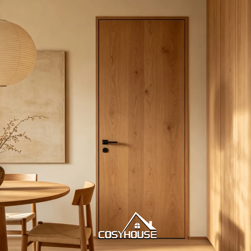 Modern minimalist interior wooden door with slim frame