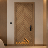 Chevron wood hotel door with herringbone veneer panel