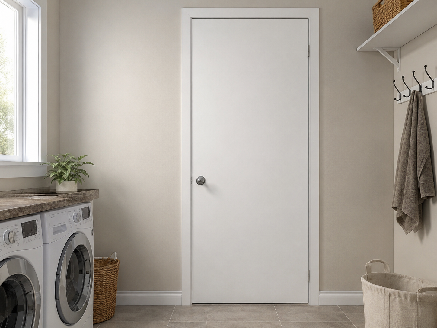 Hollow core interior door for budget residential and utility spaces