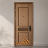 Modern fluted wood hotel door with oak veneer finish
