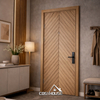 Modern Fluted Wood Hotel Door with Oak Veneer Panel Fire Rated Timber Door